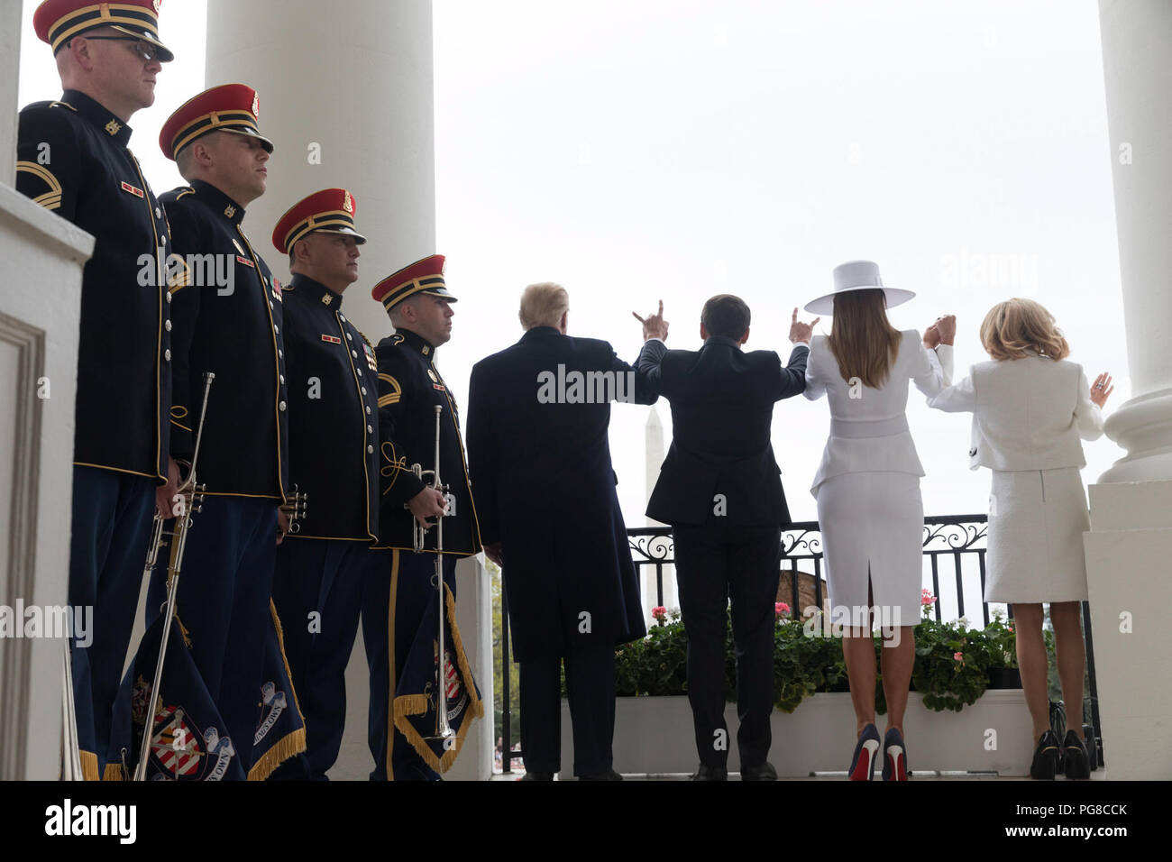 The arrival ceremony of the President of France and Mrs. Macron The Official State Visit of France Stock Photo