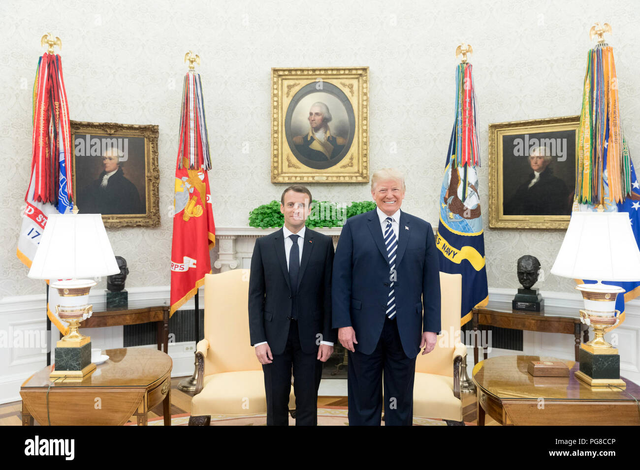 President Trump and President Macron of France The Official State Visit of France Stock Photo