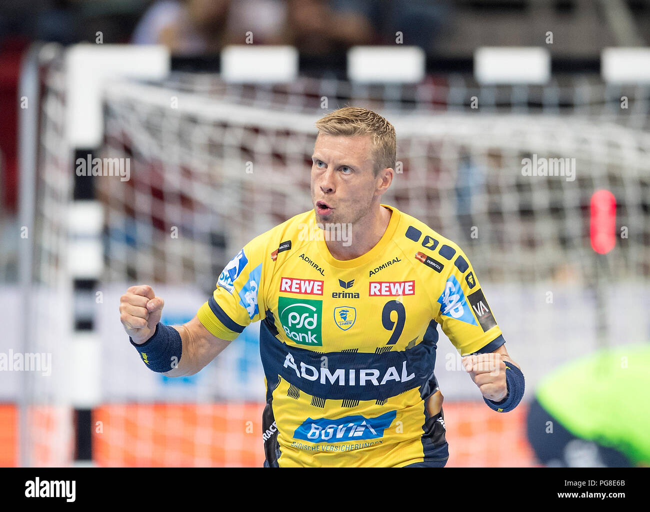 Dusseldorf Deutschland 22nd Aug 2018 Jubilation Gudjon Valur Sigurdsson Rnl Handball Super Cup 2018 Sg Flensburg