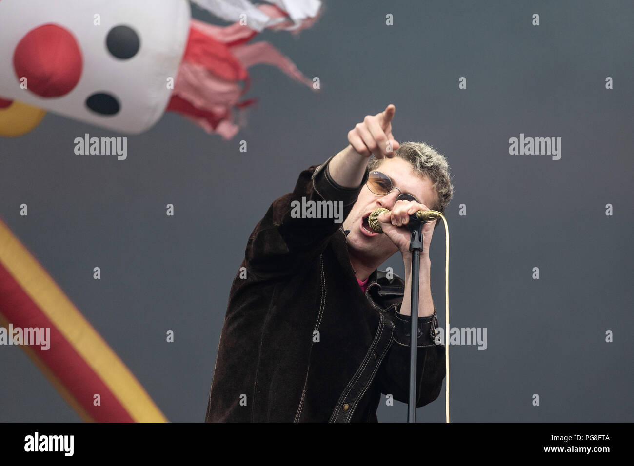 Shame perform live on stage at Leeds Festival, UK, 24th Aug, 2018. Stock Photo