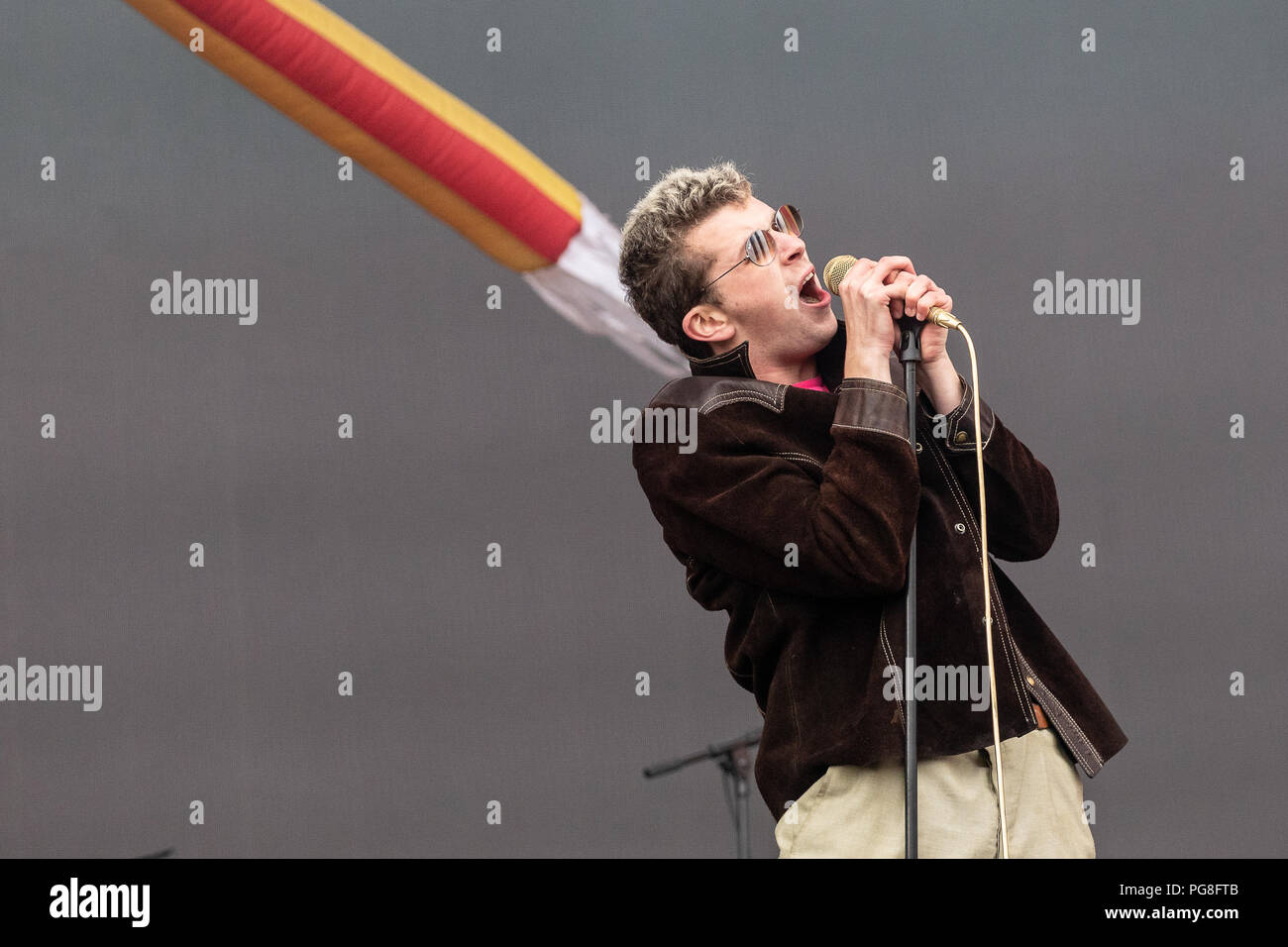 Shame perform live on stage at Leeds Festival, UK, 24th Aug, 2018. Stock Photo