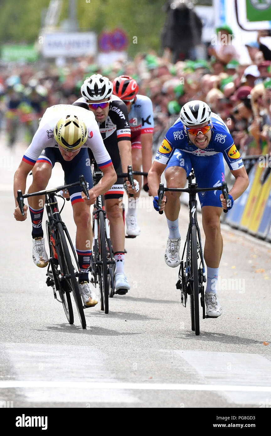 Trier Germany 24th Aug 2018 Cycling Uci European Series Germany Tour Bonn Trier 196 00 Km Stage 2 Maximilian Schachmann R From Germany From Team Quick Step Floors During The Final