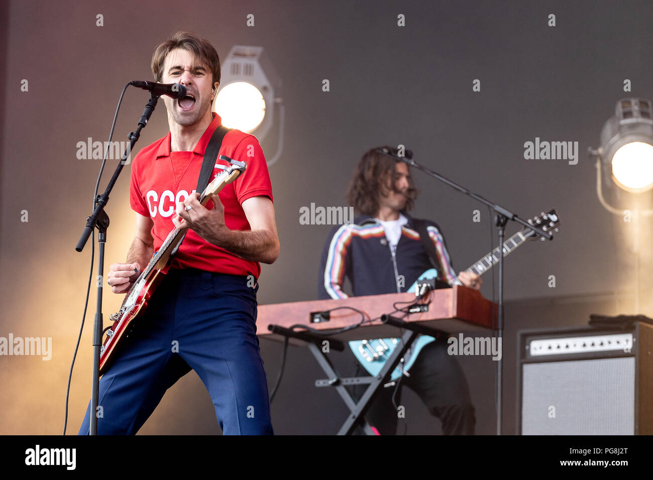 Justin Hayward-Young of The Vaccines performs live on stage at Leeds Festival, UK, 24th Aug, 2018. Stock Photo