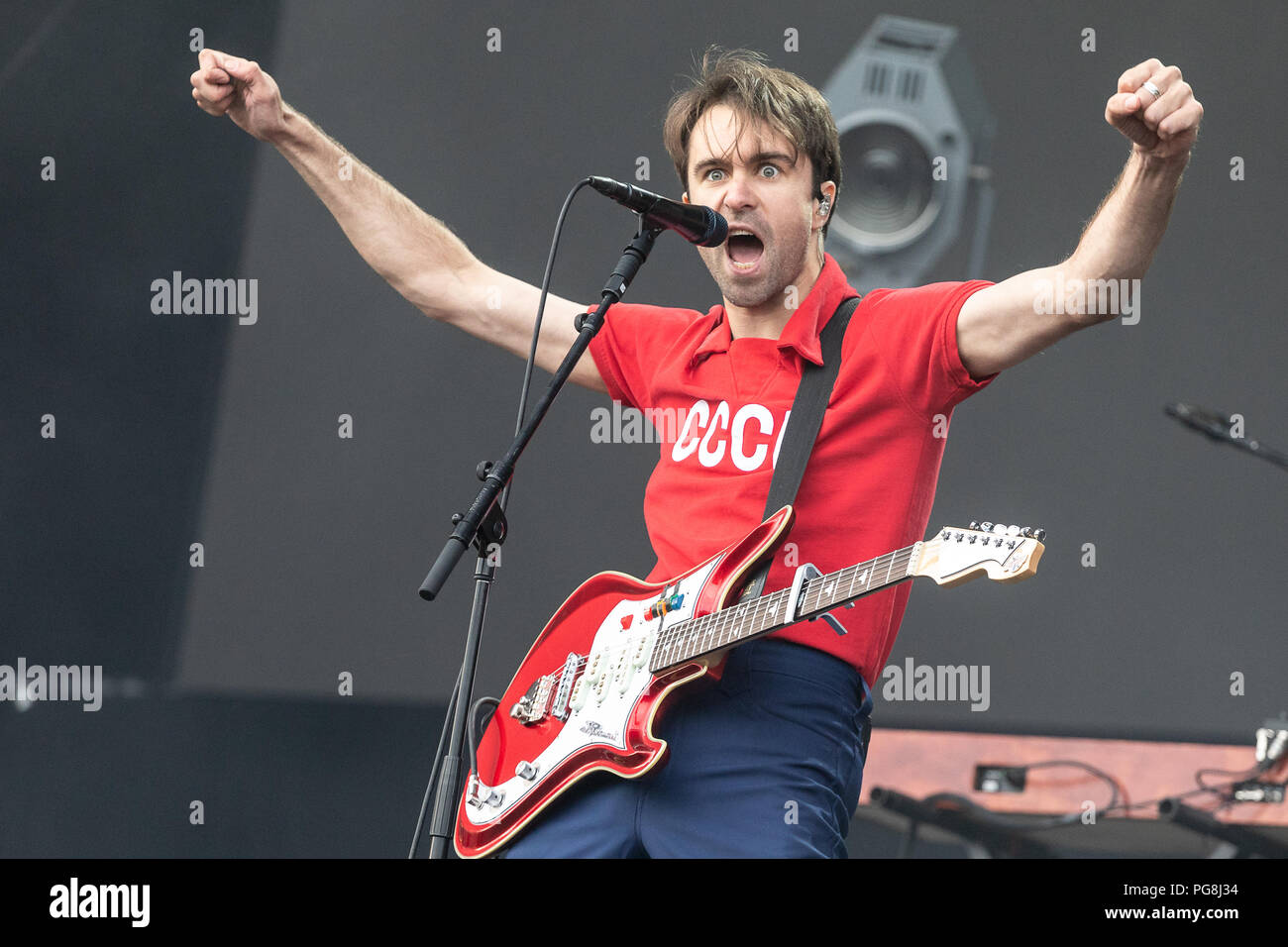 Justin Hayward-Young of The Vaccines performs live on stage at Leeds Festival, UK, 24th Aug, 2018. Stock Photo