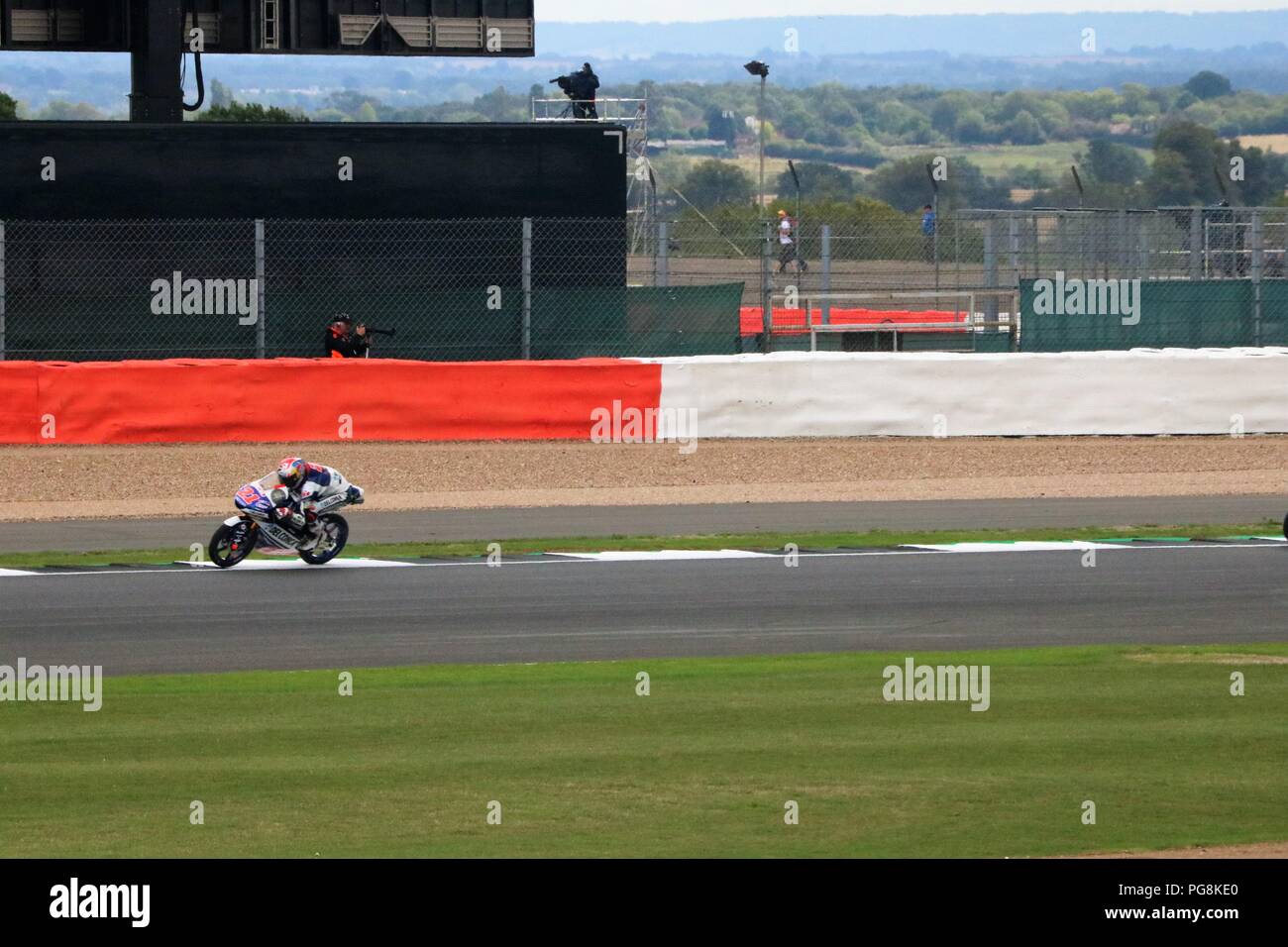 Silverstone, Northamptonshire, UK 24th August 2018 - 2018 GOPRO British Grand Prix MOTORGP Free Practise Day - Plenty of two wheel action on the track with fun for all the family with funfair, Army Displays and Motorcross action.  Credit:  Michelle Bridges / Alamy Live News Stock Photo