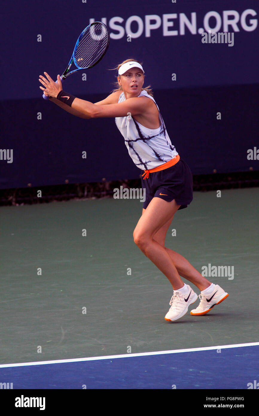 New York, USA, August 24, 2018 - US Open Tennis Practice:  Maria Sharapova practicing today at the Billie Jean King National Tennis Center in Flushing Meadows, New York, as players prepared for the U.S. Open which begins next Monday. Credit: Adam Stoltman/Alamy Live News Stock Photo
