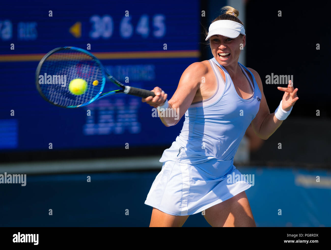 New York, USA. 24th Aug 2018. Vera Zvonareva of Russia in action during the final qualifications round at the 2018 US Open Grand Slam tennis tournament. New York, USA. August 24th 2018. 24th Aug, 2018. Credit: AFP7/ZUMA Wire/Alamy Live News Stock Photo