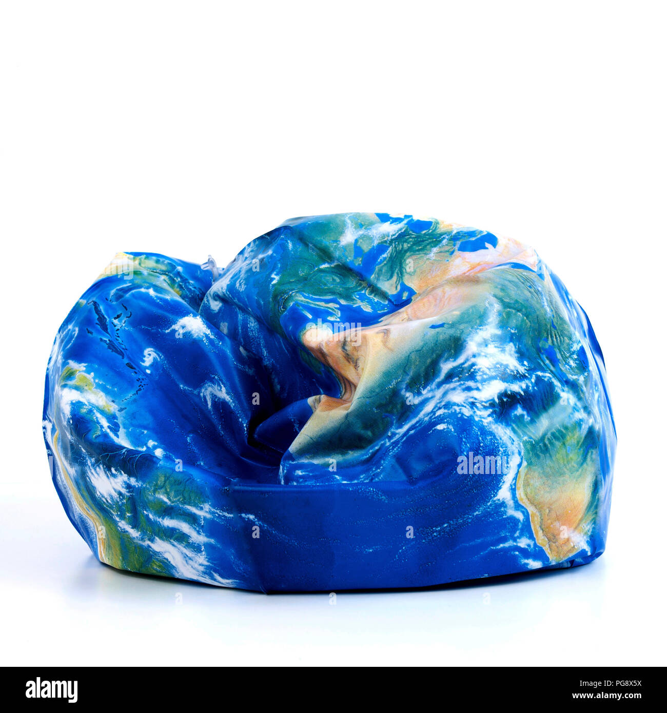 Deflated each ball in the shape of a globe, climate change concept Stock Photo