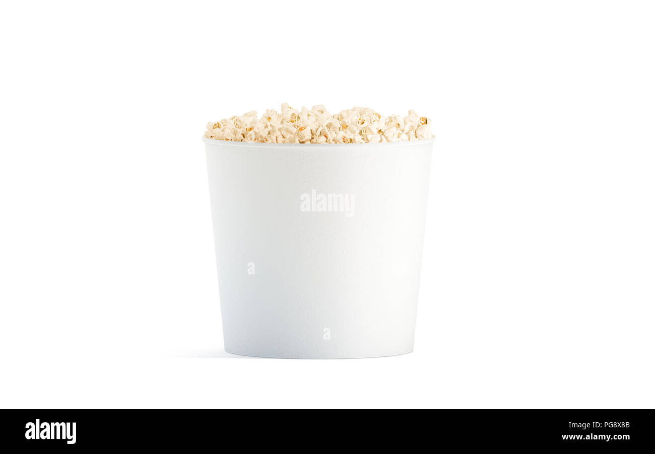 Download Blank white popcorn bucket mockup isolated, 3d rendering. Clear pop corn pail mockup fastfood ...