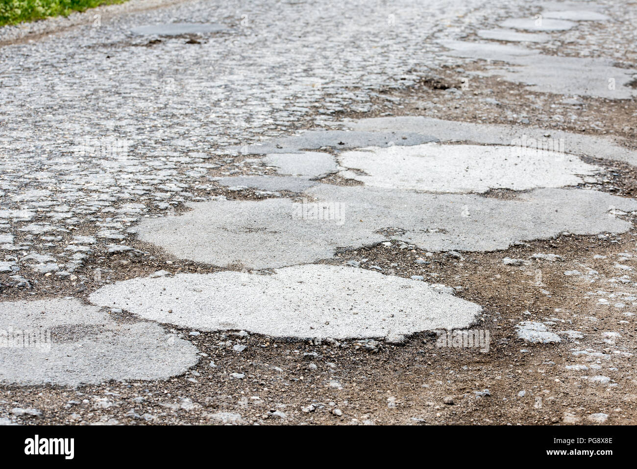 Gouges On Highway Closeup of bumps and holes on a severely damaged road Stock Photo - Alamy