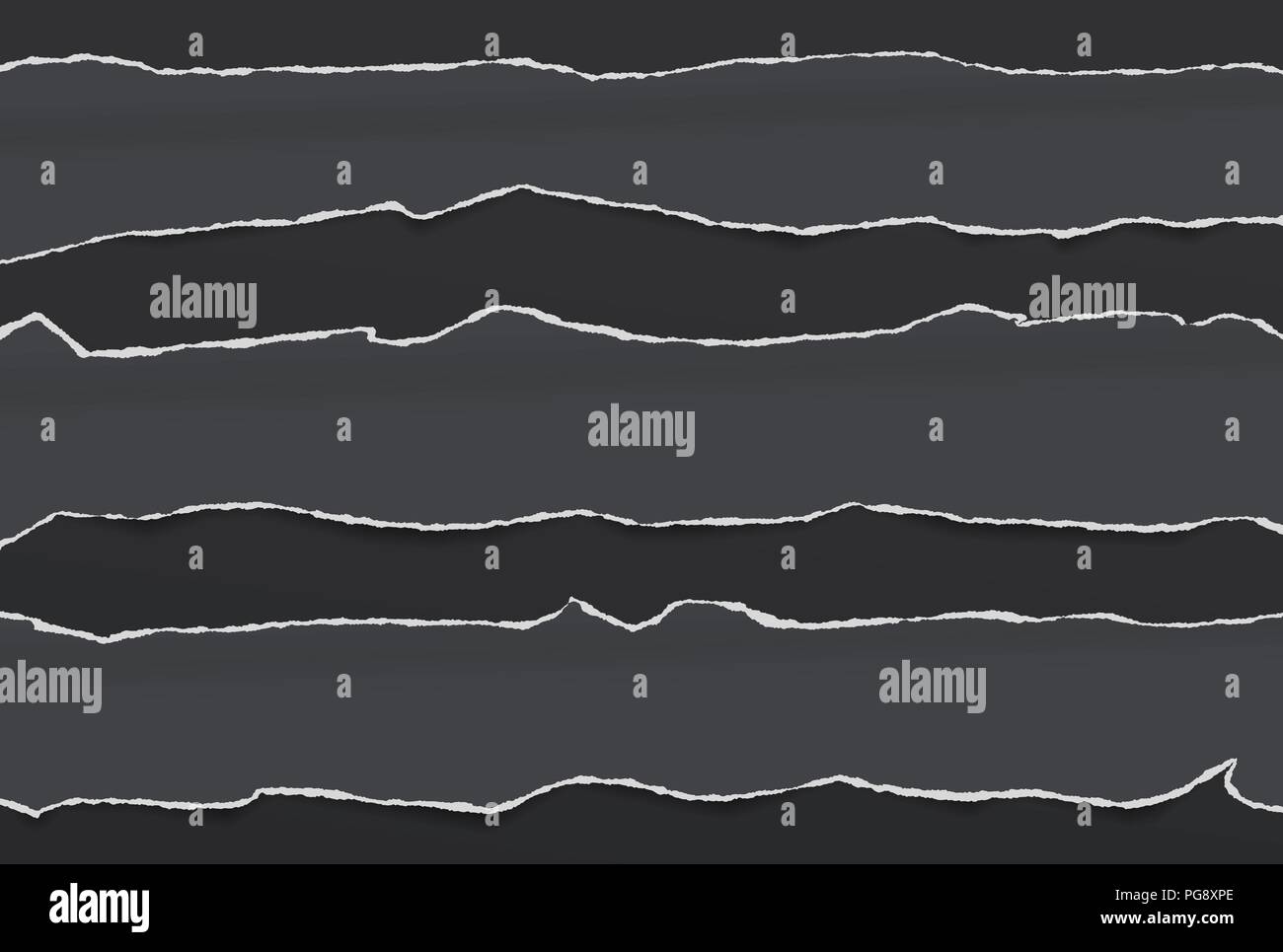 Black ripped blank horizontal note paper strips for text or message ...