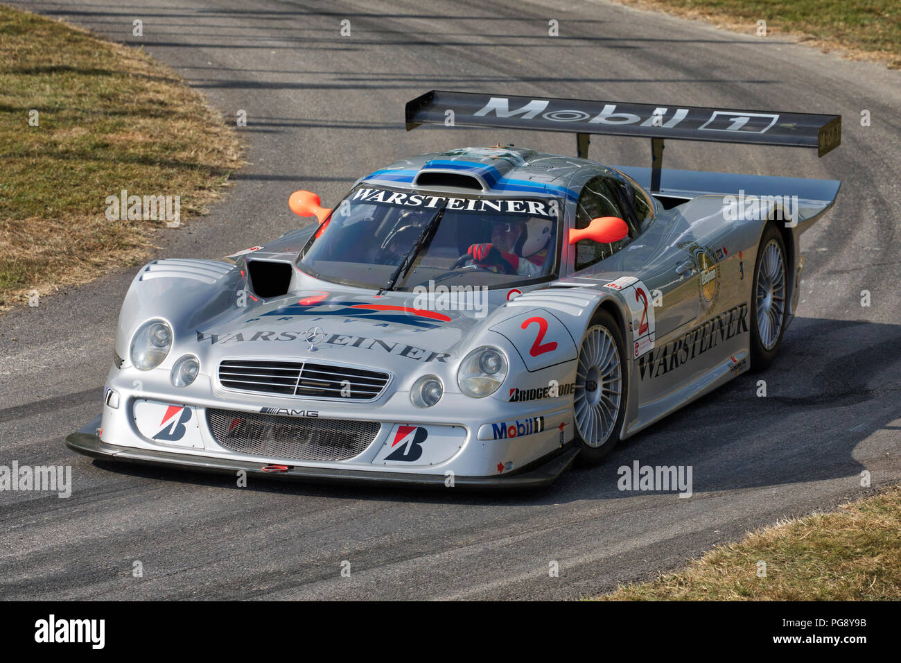 1998 Mercedes CLK LM endurance racer with driver Klaus Ludwig at