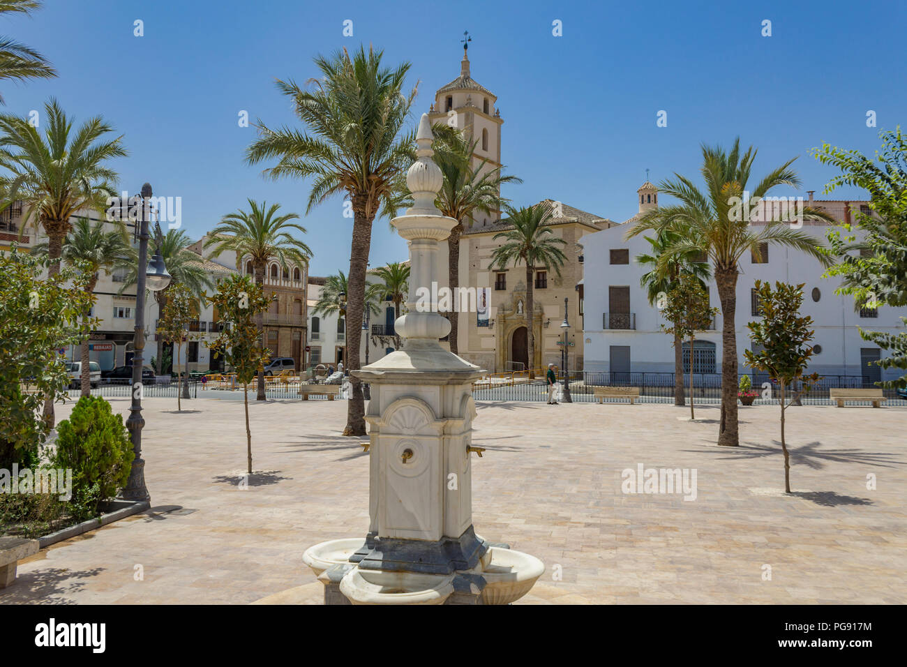 Spanish Church. Public Drinking Fountain in Albox, small rural town in Andalucia Spain Stock Photo