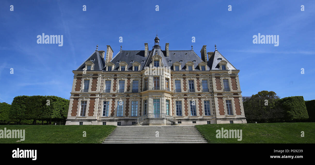 SCEAUX, FRANCE, APRIL 12, 2017 : exteriors of the chateau de Sceaux, in the park, april 12, 2017, in Sceaux, France Stock Photo