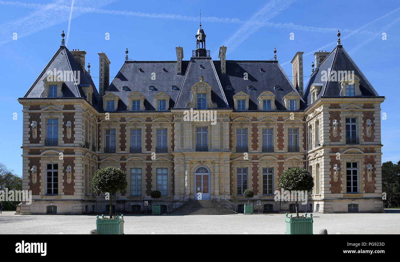SCEAUX, FRANCE, APRIL 12, 2017 : exteriors of the chateau de Sceaux, in the park, april 12, 2017, in Sceaux, France Stock Photo