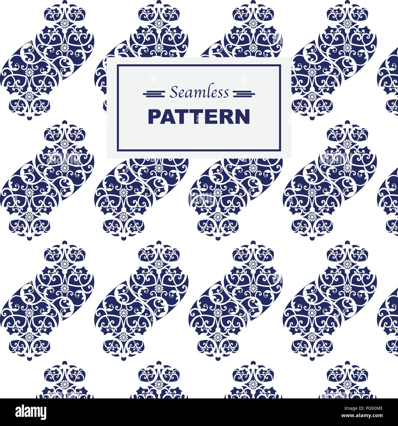 Viana Heart Blue Seamless Pattern Stock Vector