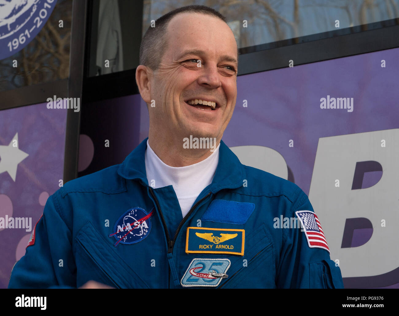 Expedition 55 Soyuz flight engineer Ricky Arnold of NASA is seen as he ...