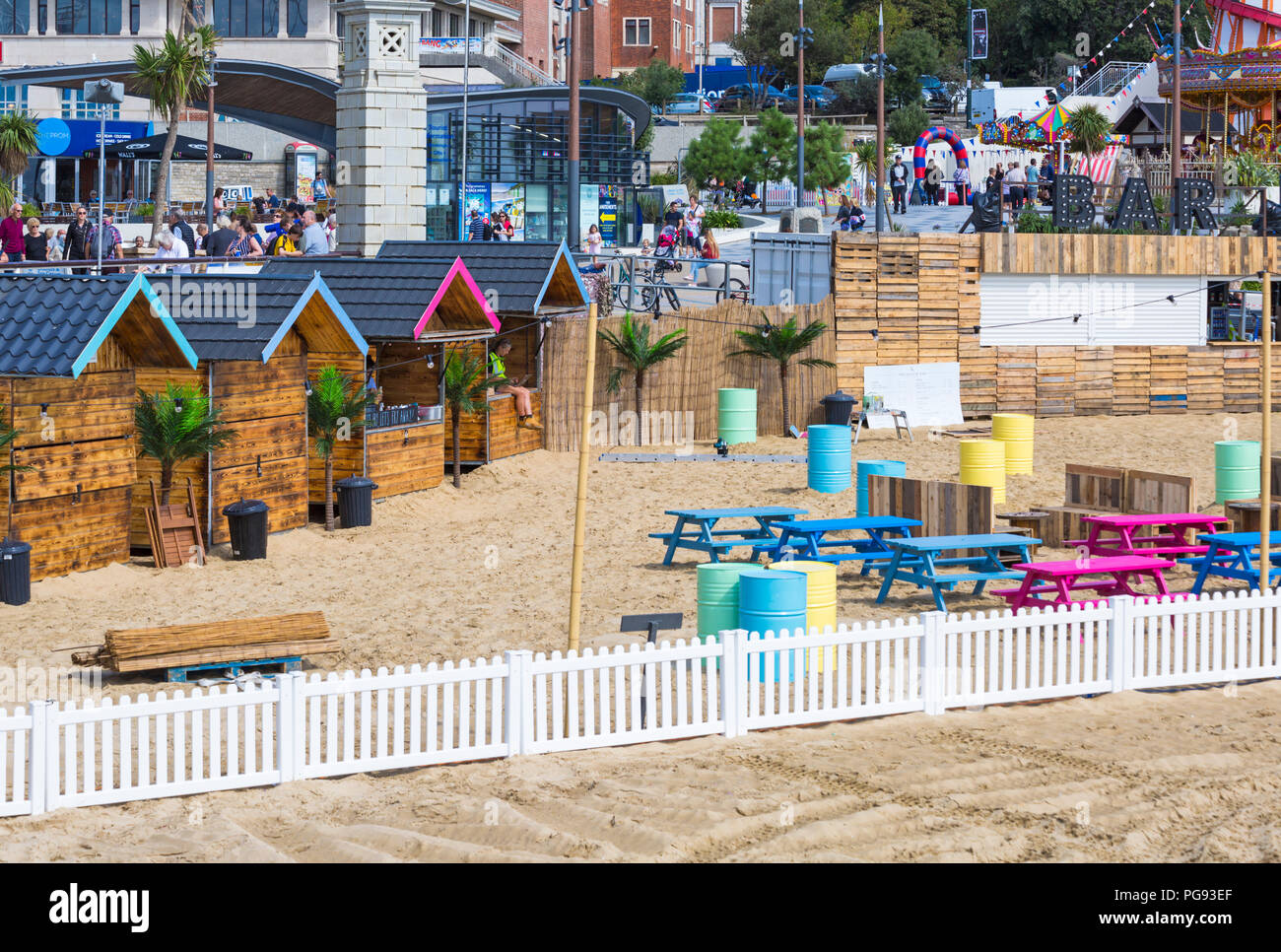 Setting up the Beach Bar on Bournemouth Beach ready for the Air