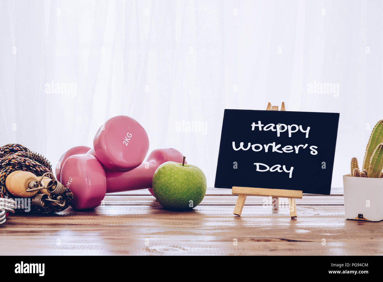 Happy international worker's day with Exercise Fitness Healthy Living Concept. Active fit lifestyle on the happy holidy labor's day concept. Stock Photo