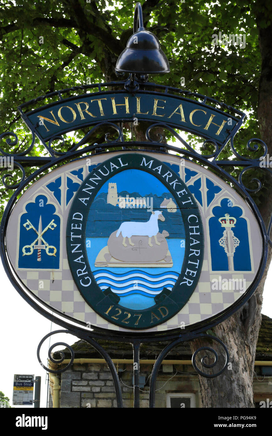 Town Signpost, Northleach town, Gloucestershire, Cotswolds, England Stock Photo