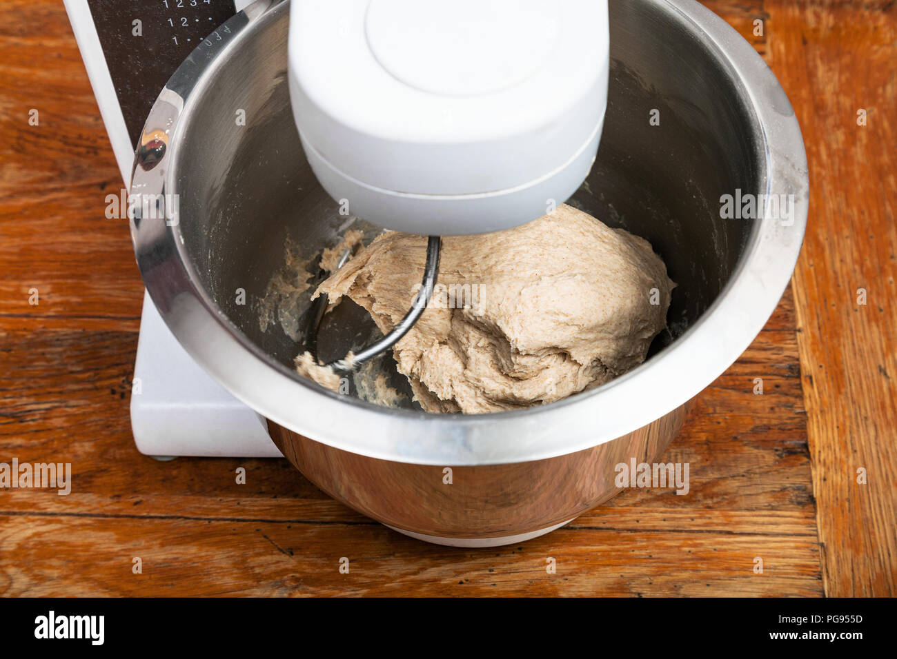 cooking of pie kitchen processor kneads ball of dough Stock Photo Alamy
