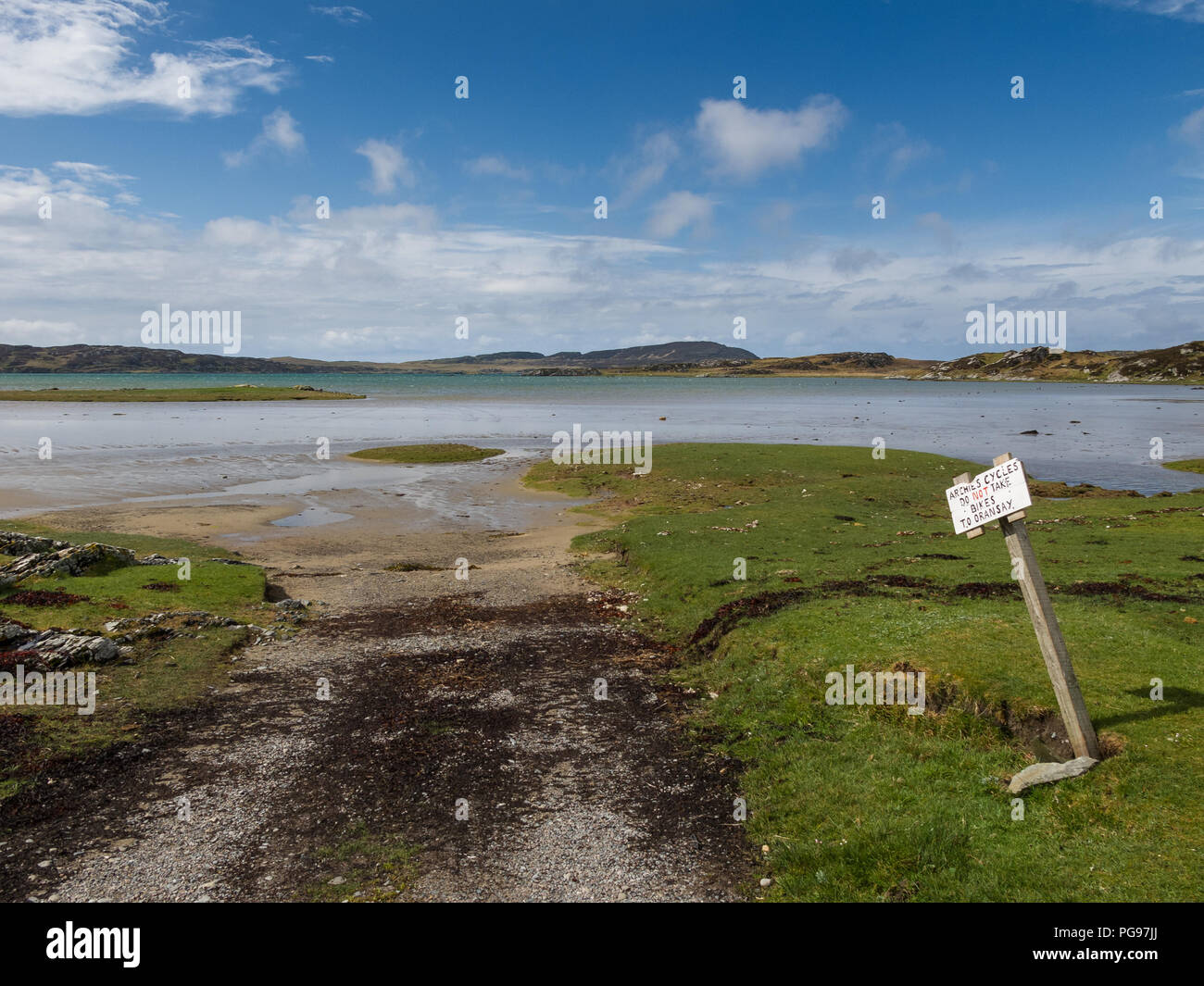 Start of the Colonsay to Oronsay tidal causeway on Colonsay in The