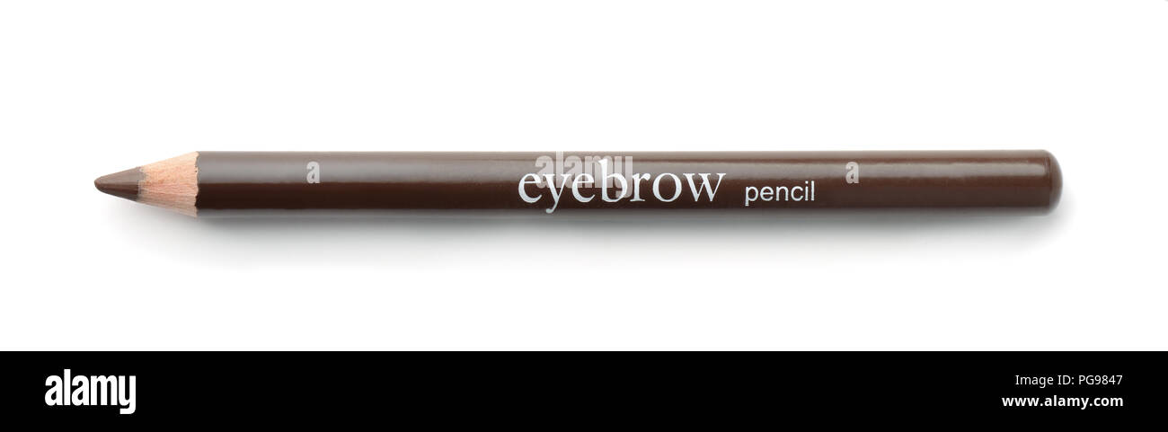 Top view of brown eyebrow pencil isolated on white Stock Photo
