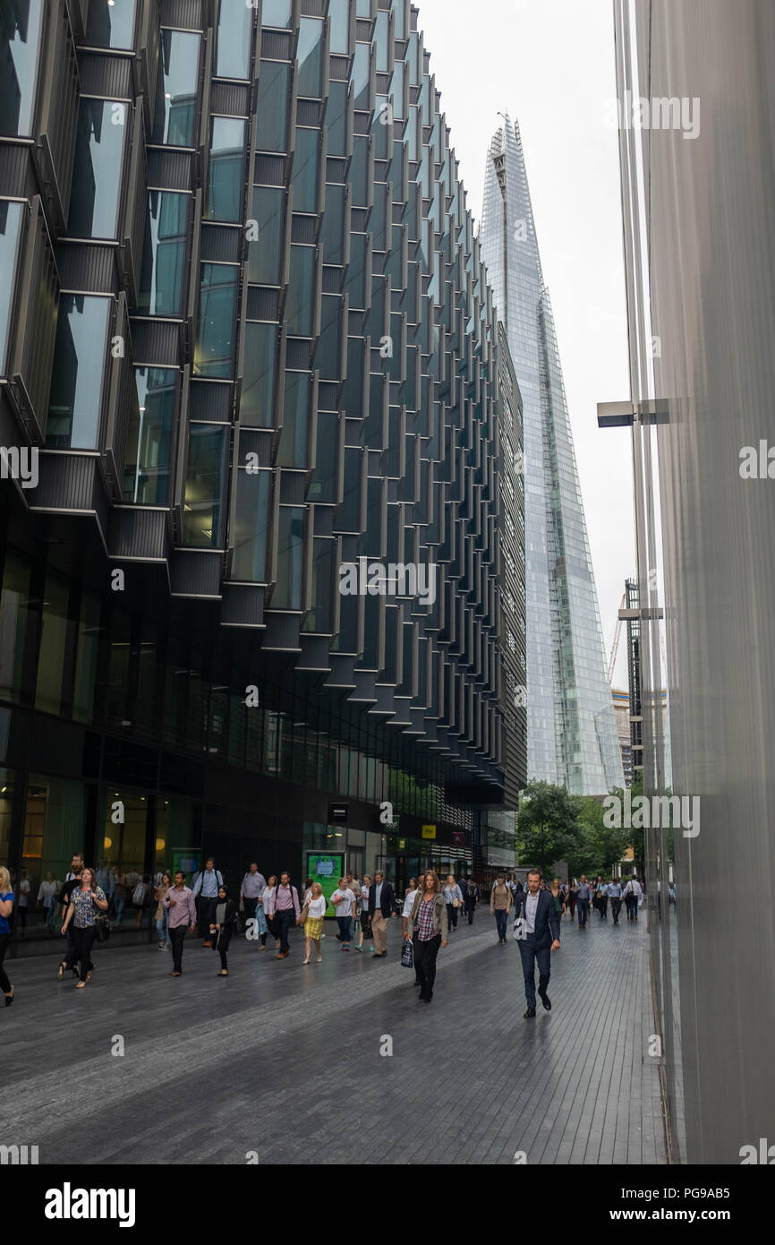 Tooley Street, leading to the Shard, central London, UK Stock Photo