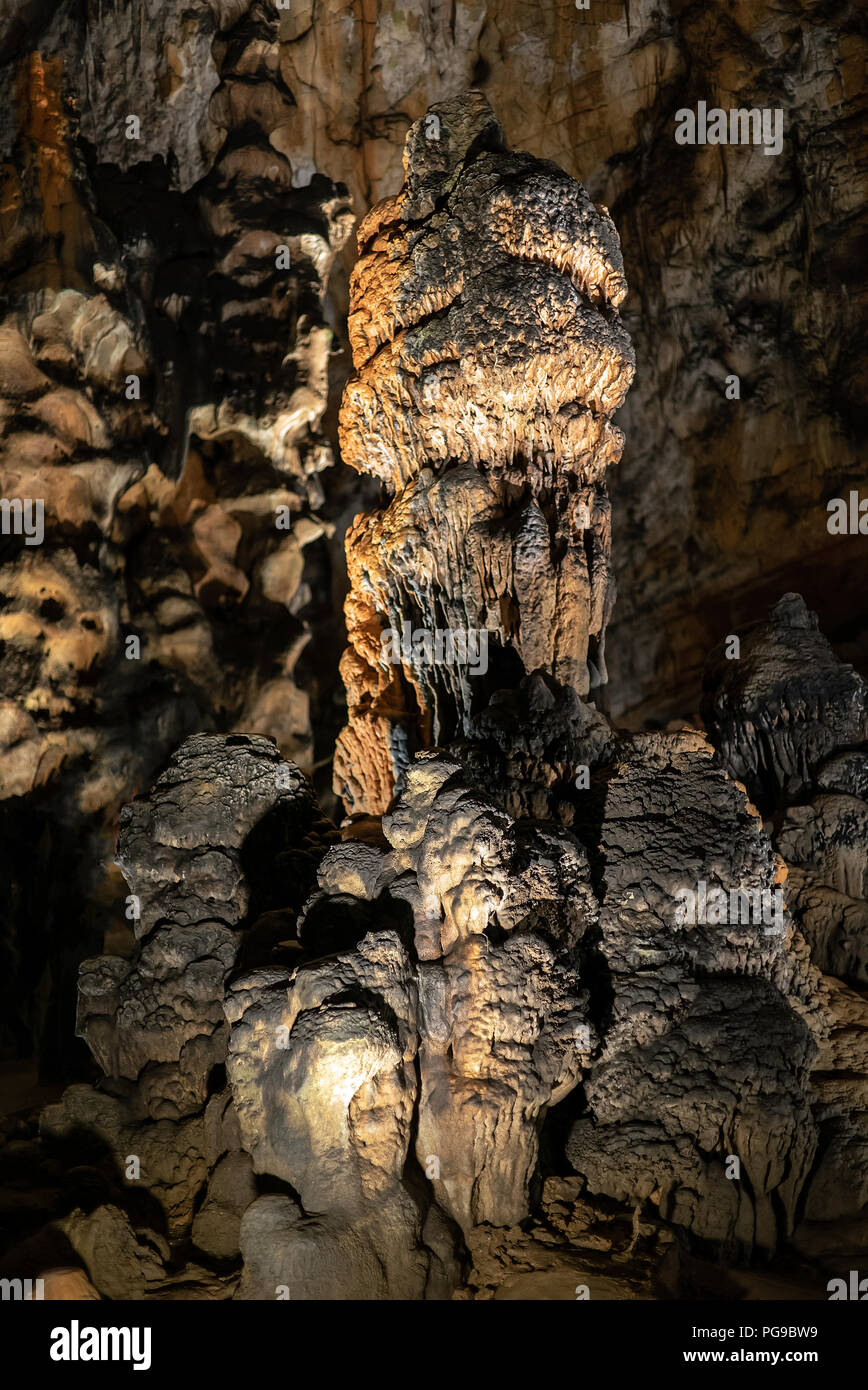 Aggtelek Caves, Hungary, also called Baradla-Domica Caverns with a dripstone column,  stalagmite Stock Photo