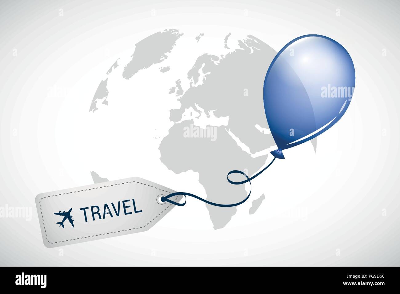 travel around the world label blue balloon vector illustartion EPS10 Stock Vector