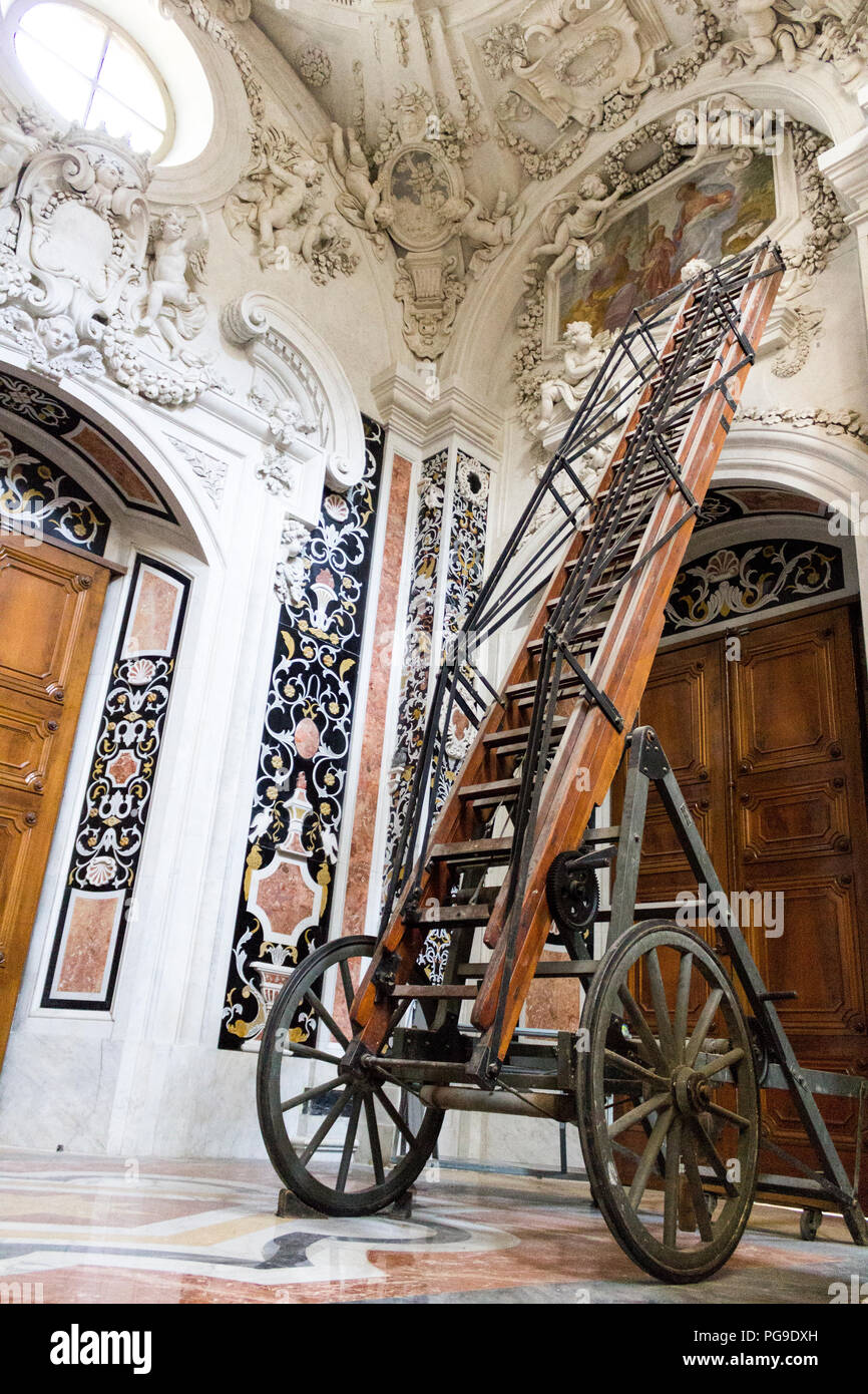 Telescopic ladder for maintenance. Palermo, Sicily. Italy Stock Photo ...