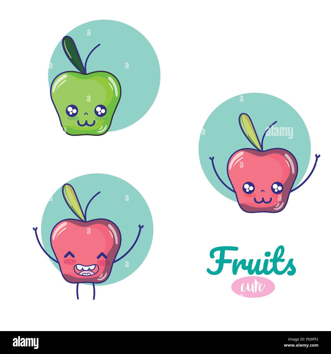 Apples cute fruits cartoons Stock Vector Image & Art Alamy