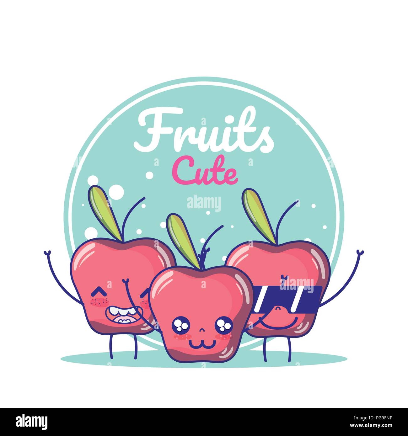 Apples Cute Fruits Cartoons Stock Vector Image And Art Alamy