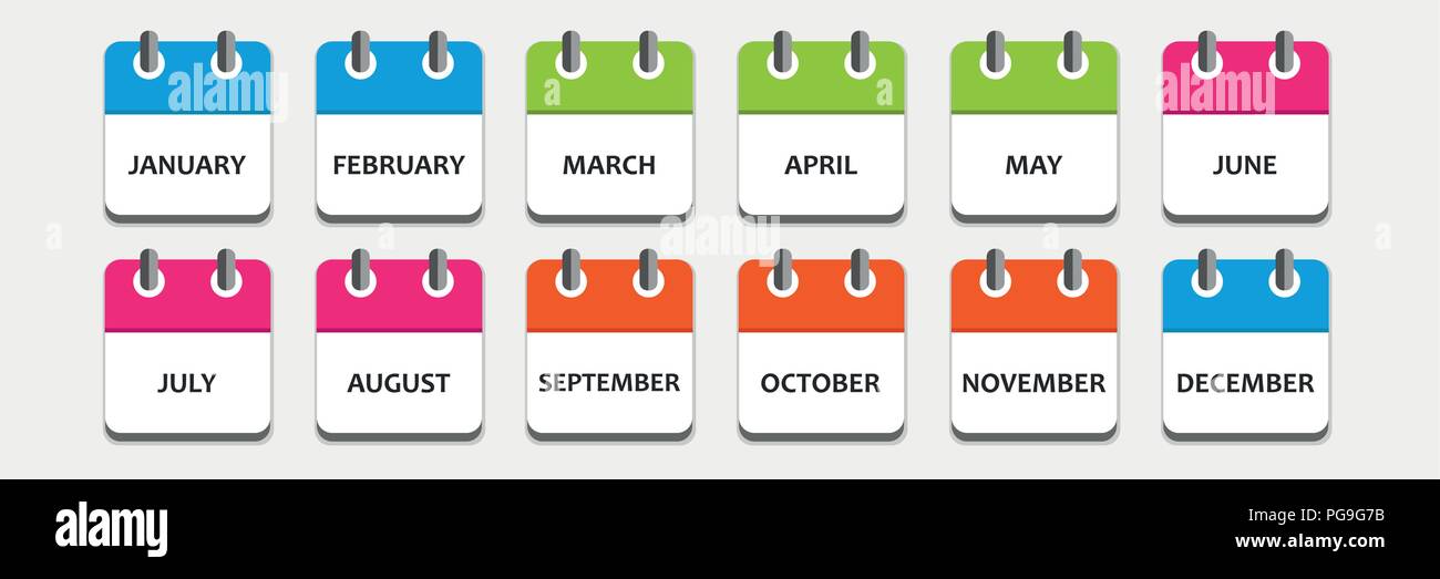 month calendar icon set vector illustration EPS10 Stock Vector Image & Art - Alamy