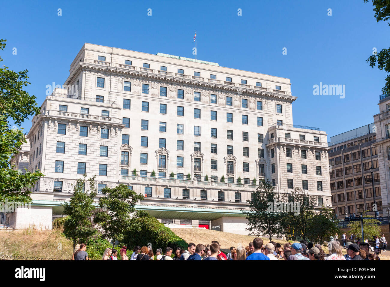 Devonshire House overlooking Green Park in London. Stock Photo