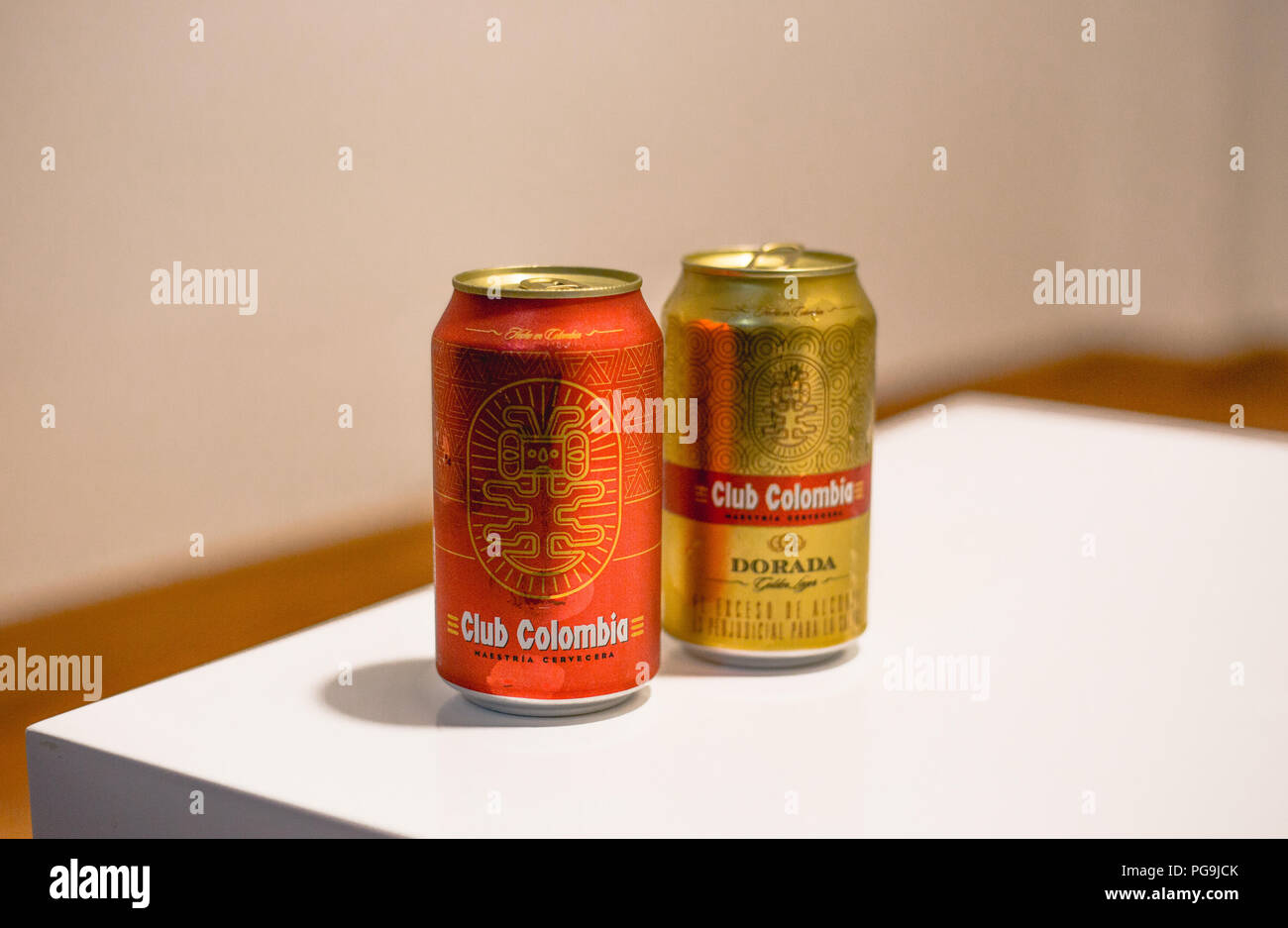 Cans of premium beer brand of Colombia - Club Colombia original beer and Club  Colombia Dorada (golden lager Stock Photo - Alamy