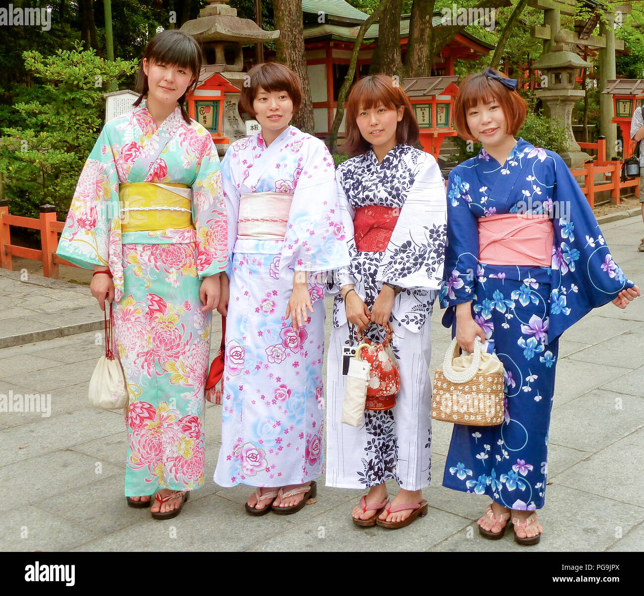 Kyoto Japan - July 23,2013 four young women dressing traditional kimono  japanese Stock Photo - Alamy