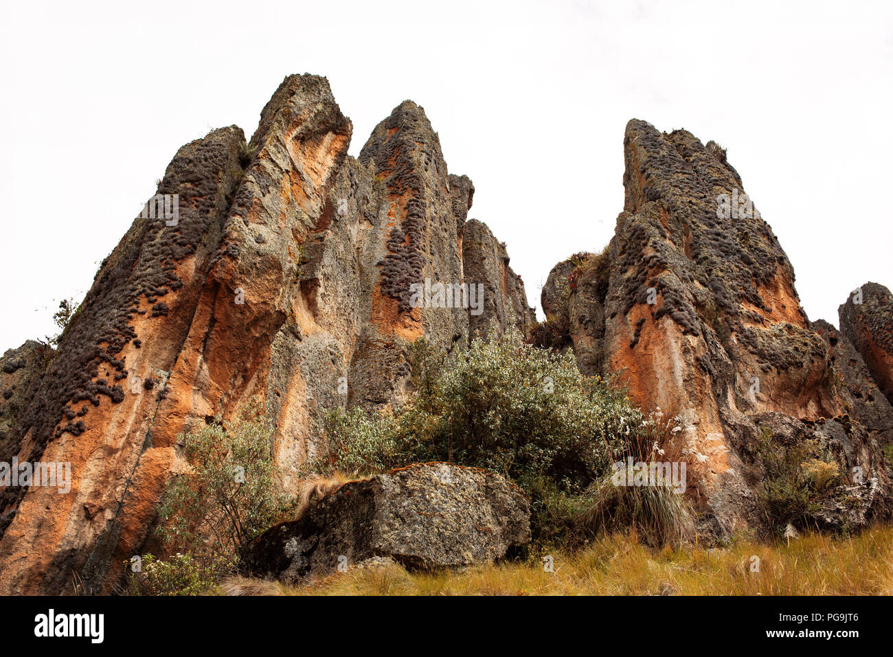 Rock formations at Cumbe Mayo, Cajamarca, Peru. Jul 2018 Stock Photo