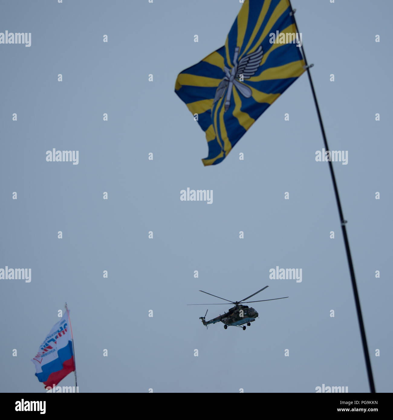 Russian Search and Rescue teams arrive at the Soyuz MS-06 spacecraft shortly after it landed with Expedition 54 crew members Joe Acaba and Mark Vande Hei of NASA and cosmonaut Alexander Misurkin near the town of Zhezkazgan, Kazakhstan on Wednesday, Feb. 28, 2018 (February 27 Eastern time.)  Acaba, Vande Hei, and Misurkin are returning after 168 days in space where they served as members of the Expedition 53 and 54 crews onboard the International Space Station. Stock Photo
