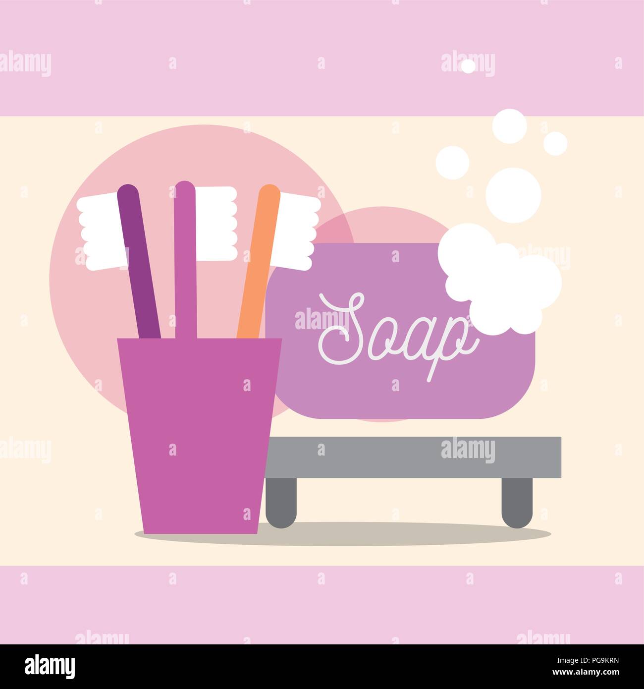 toothbrushes and soap bubbles cartoon bathroom Stock Vector Image & Art ...