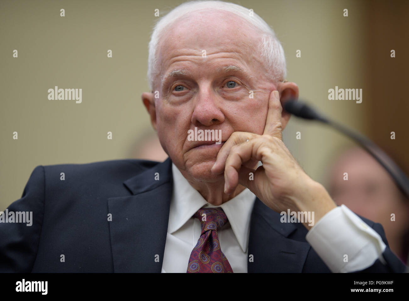 Tom Young, chairman, JWST Independent Review Board, testifies before the House Committee on Science, Space, and Technology during a hearing on the James Webb Space Telescope, Wednesday, July 25, 2018 at the Rayburn House Office Building in Washington. Stock Photo