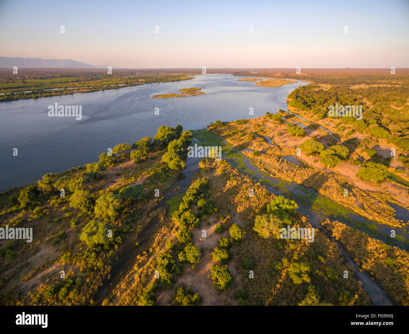An aerial view of the Zambezi River in Zimbabwe Stock Photo - Alamy