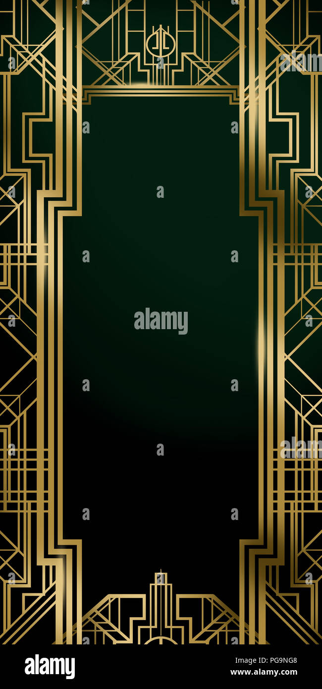 Great Gatsby Backdrop Art Deco Poster Gold Silver Party Background Stock  Photo - Alamy