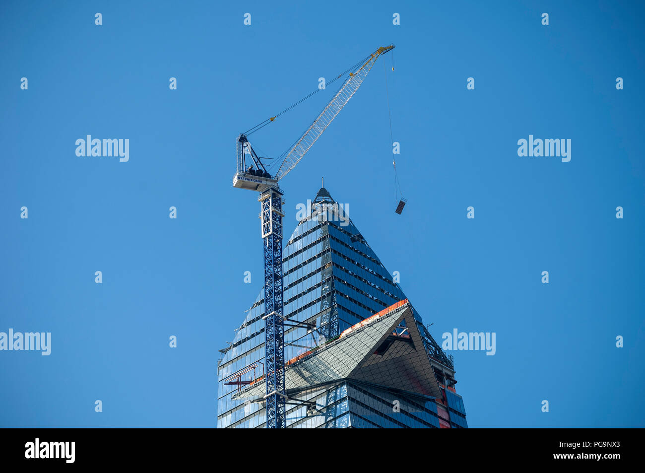 30 Hudson Yards, showing the cantilevered observation deck under construction, in Hudson Yards in New York on Thursday, August 23, 2018. (© Richard B. Levine) Stock Photo