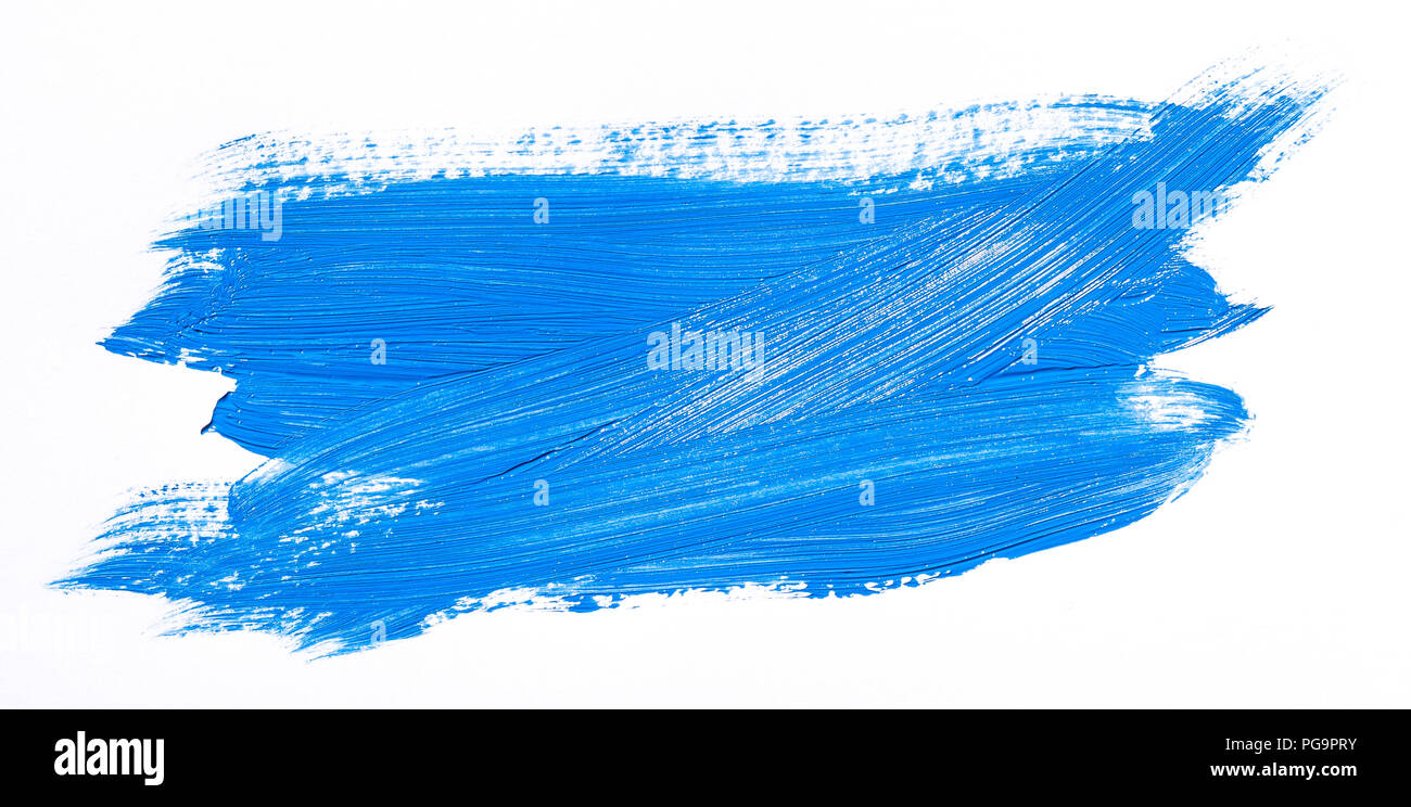 Blue brush stroke isolated over white background Stock Photo - Alamy