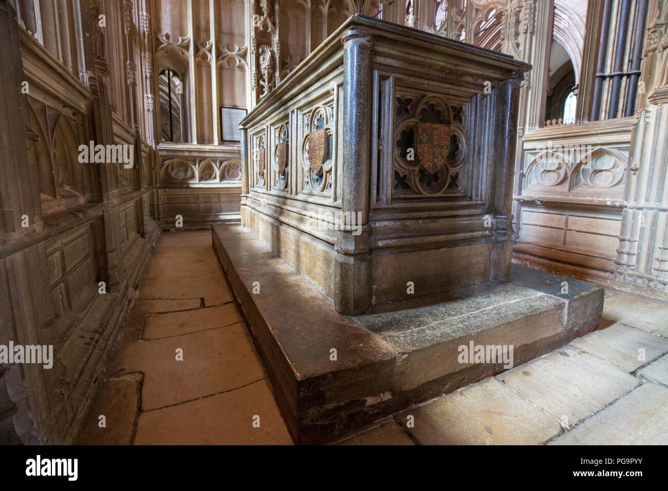 The tomb of Prince Arthur, eldest son of Henry VII in the chantry at Worcester Cathedral, England Stock Photo