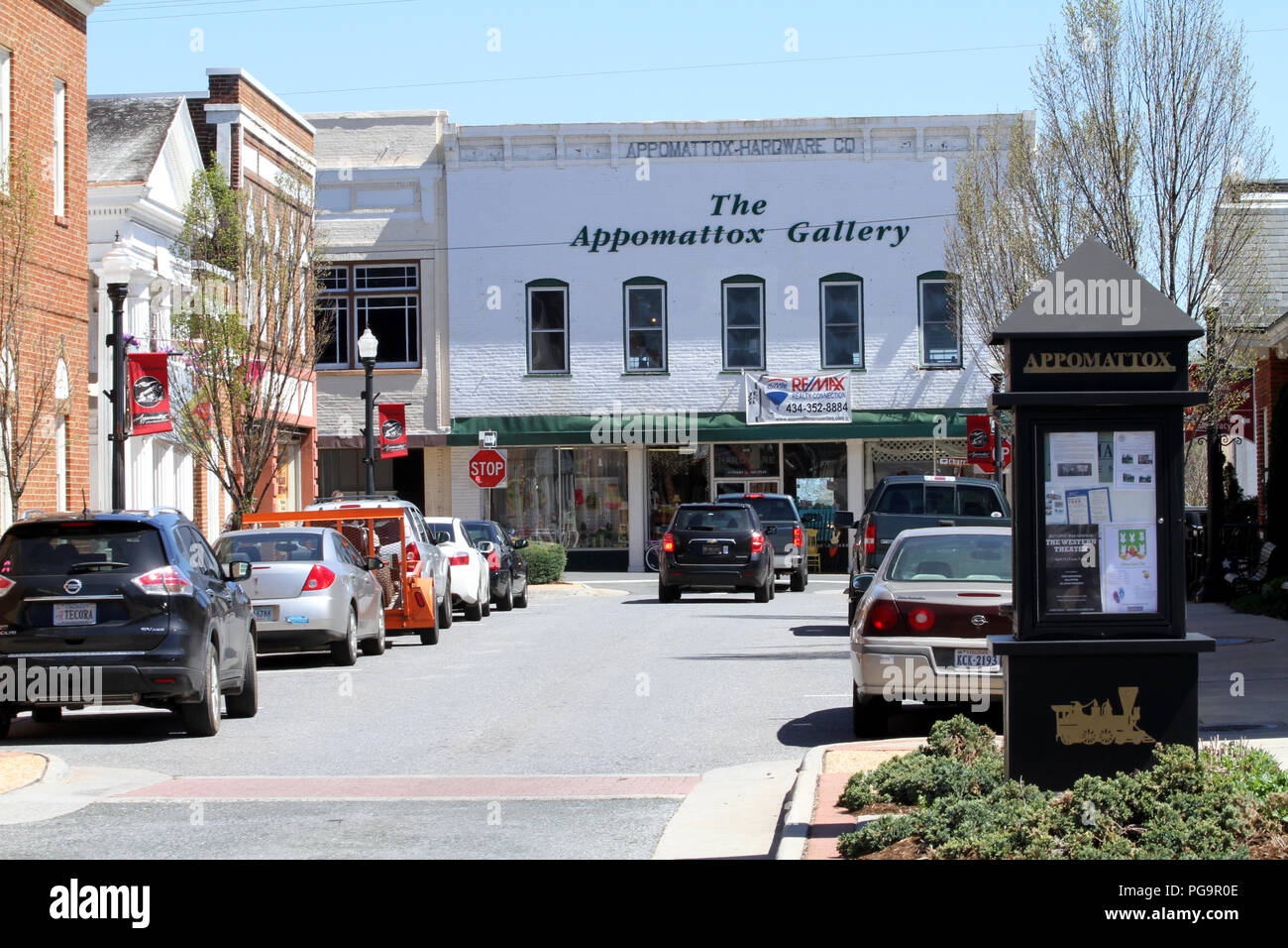 Main Street of small historical town of Appomattox, VA, USA Stock Photo