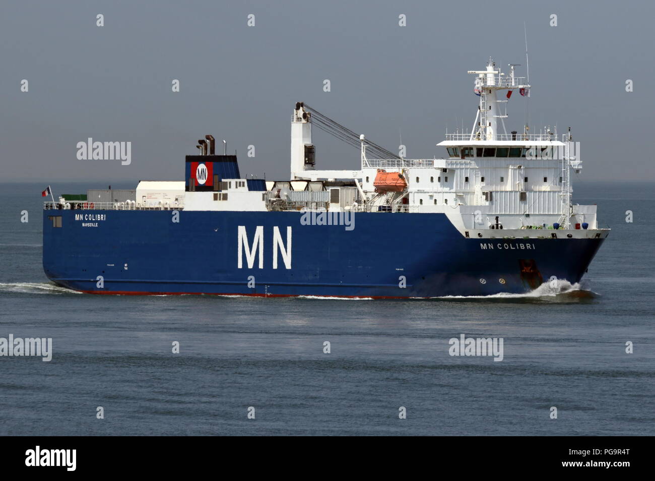 The Ro-Ro Cargo ship MN Colibri reaches the port of Rotterdam on 27 July 2018. Stock Photo