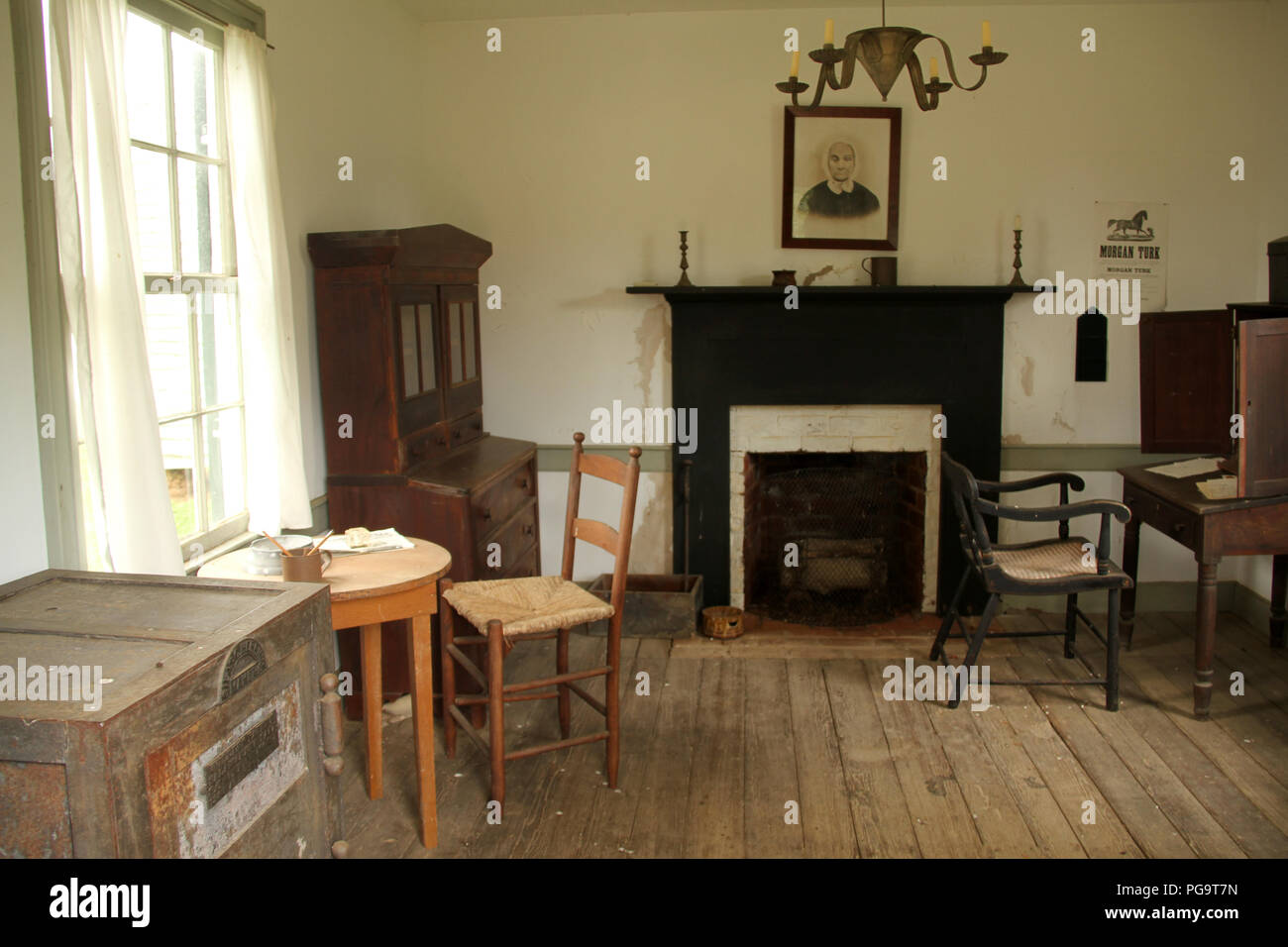 Interior of Woodson Law Office, a 19th century structure at Appomattox Court House, VA, USA. Stock Photo