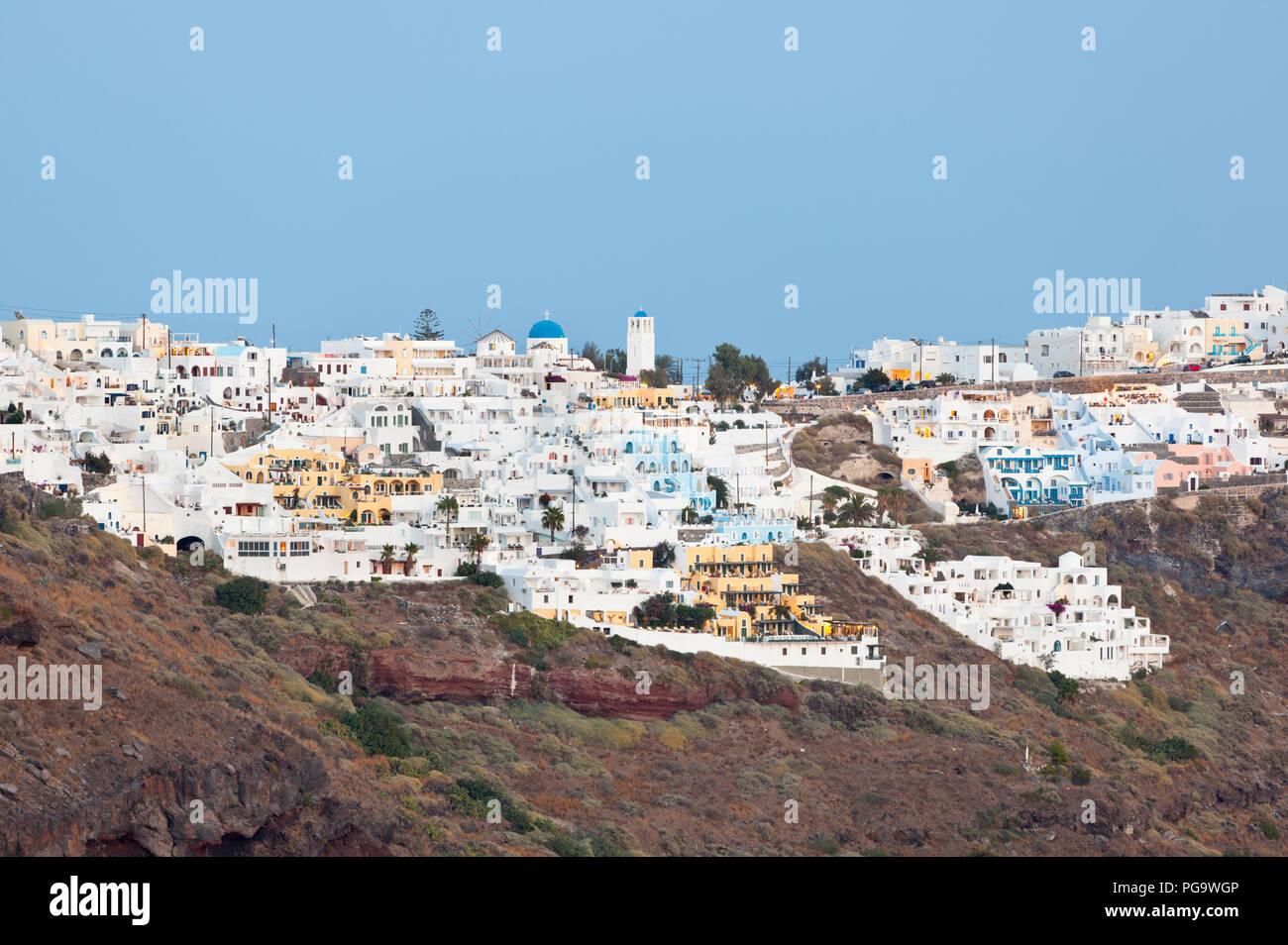 View to the village of Imerovigli in Santorini, Greece. Stock Photo